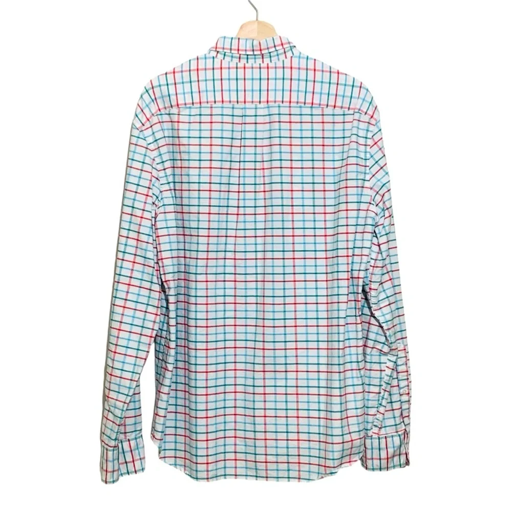 J. Crew Mens Flex Long Sleeve Oxford Checkered Button Up Shirt Size XL Slim Fit